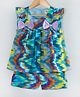 Hugsntugs Cotton Woven Frill Sleeves Abstract Printed Bow Applique Detailed Top & Coordinating Shorts Set - Blue