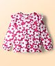 Babyhug 100% Cotton Knit Full Sleeves Top with Floral Print & Frill Detailing - Pink