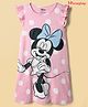 HoneyHap Disney 100% Cotton Sleeveless Knee Length Nighty With Frills & Minnie Mouse Graphic - Pink