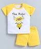 CUTOPIES Cotton Knit Half Raglan Sleeves Piglet Printed Tee & Shorts Set - Yellow