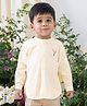 Tiber Taber 100% Cotton Woven Full Sleeves Floral Embroidered Shirt - Cream