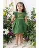Tiber Taber 100% Cotton Woven Sleeveless Floral Embroidered Dress With Bloomer & Headband Set - Green