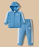 ADIDAS KIDS Cotton Knit Full Sleeves Hooded T-Shirt & Joggers Set - Light Blue