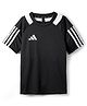 Adidas Kids Knit Half Raglan Sleeves T-Shirt With Logo Print - Black
