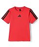 Adidas Kids Knit Half Sleeves T-Shirt With Logo Print - Red