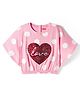 Babyhug 100 % Cotton Knit Half Sleeves Top with Polka Dot & Sequined Heart - Pink