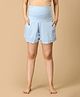 The Mom Store Cotton Lycra Knit Solid Maternity Shorts - Blue