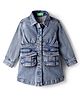 UCB Cotton Knit Full Sleeves Tencil Washed Denim Frock with Pockets - Navy Blue