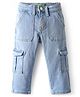 UCB Denim Full Length Solid Coloured Jeans With Cargo Pocket - Light Blue