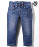 UCB Full Length Slim Fit Embossed Washed Denim Jeans - Navy Blue
