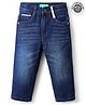 UCB Denim Full Length Solid Coloured Jeans With Tape Detailing  - Navy Blue