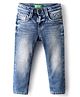 UCB Denim Embossed Full Length Solid Coloured Jeans - Navy Blue