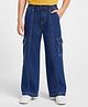 Arias Cotton Woven Full Length Washed Jeans With Cargo Pockets - Blue