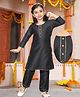 Pehanaava Cotton Blend Woven Three Fourth Sleeves Gota Lace Embellished Kurta Pant Set - Black