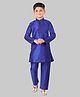 Pehanaava Cotton Woven Full Sleeves Stripes Embroidered Kurta Pyjama - Royal Blue
