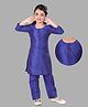 Pehanaava Cotton Woven Three Fourth Sleeves Stripes Embroidered Kurta Pant - Royal Blue