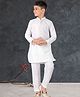 Pehanaava Cotton Woven Full Sleeves Stripe Embroidered Kurta Pyjama Set - White