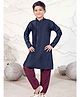 Pehanaava Cotton Woven Full Sleeves Solid Kurta Pyjama - Maroon & Blue