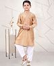 Pehanaava Cotton Woven Full Sleeves Solid Kurta Pyjama - Gold