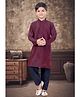 Pehanaava Cotton Woven Full Sleeves Solid Kurta Pyjama - Black & Maroon