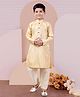 Pehanaava Cotton Woven Full Sleeves Abstract Foil Printed Kurta Pyjama Set - Gold
