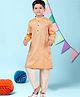 Pehanaava Cotton Woven Full Sleeves Abstract Foil Printed Kurta Pyjama - Orange