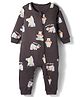 Bonfino 100% Cotton Knit Full Sleeve Romper with Side Zipper & Polar Bear Print - Navy Blue