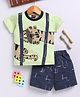 Jb Club Cotton Knit Half Sleeves Baby Tiger Printed Tee & Shorts Set - Green