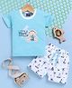 Jb Club Cotton Knit Half Sleeves Teddy Bear & Boat Printed Tee & Shorts Set - Green