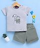 Jb Club Cotton Knit Half Sleeves Baby Teddy Bear Embroidered Tee & Shorts Set - Green