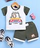 Jb Club Cotton Knit Half Sleeves Baby Lion Embroidered Tee & Shorts Set - Green