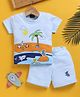 Jb Club Cotton Knit Half Sleeves Beach Theme Printed Tee & Shorts Set - Blue