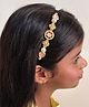 Lime By Manika Kundan Embellished Floral Designed Hair Band - Light Pink
