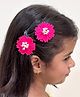Lime By Manika Floral Applique Detailed Snap Clips - Fuchsia Pink