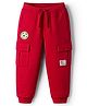 Babyhug French Terry Knit Full Length Lounge Pant With Text Print - Red