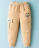 Babyhug Frenc Terry Knit Full Length Lounge Pant With Text Print - Beige