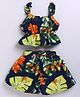 M'andy Woven Cap Sleeves Floral & Leaves Printed Crop Top & Coordinating Short Set - Navy Blue