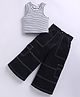 M'andy Cotton Knit Sleeveless Striped Crop Top & Pant Set - Black