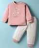 Zero Interlock Knit Full Sleeves T-Shirt & Joggers Set With Vehicle Print & Embroidery - Peach & Off White