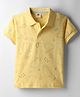 Zero Sinker Knit Half Sleeves Polo Collared T-Shirt with Space Theme Print - Light Yellow
