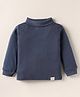 Pink Rabbit Cotton Knit Ribbed Full Sleeves Turtle Neck Solid Color T-Shirt - Navy Blue
