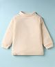 Pink Rabbit Cotton Rib Knit Full Sleeves Turtle Neck T-Shirt with Star Print Patch - Cream