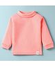 Pink Rabbit Cotton Rib Knit Full Sleeves Turtle Neck T-Shirt With Car Patch - Coral