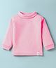 Pink Rabbit Cotton Rib Knit Full Sleeves Turtle Neck T-Shirt With Car Patch - Pink