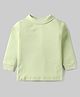 Pink Rabbit Cotton Rib Full Sleeves Turtle Neck T-Shirt with Shine Text Print - Light Green