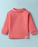 Pink Rabbit Cotton Rib Knit Full Sleeves Turtle Neck T-Shirt With Car Patch - Dark Peach