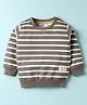 Pink Rabbit Looper Knit Full Sleeves T-Shirt with Stripes - Brown