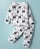 Pink Rabbit Single Jersey Knit Full Sleeves Co-ords Night Suit with Panda Print - White