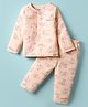 Pink Rabbit Single Jersey Knit Full Sleeves Co-ords Night Suit with Bunny Print - Light Pink