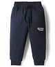 Pink Rabbit Looper Knit Full Length Lounge Pant With Beyond Happy Print - Navy Blue